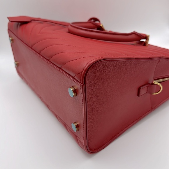 YVES SAINT LAURENT Red Matelasse Quilted Cabas Monogram YSL Leather - Picture 7 of 16